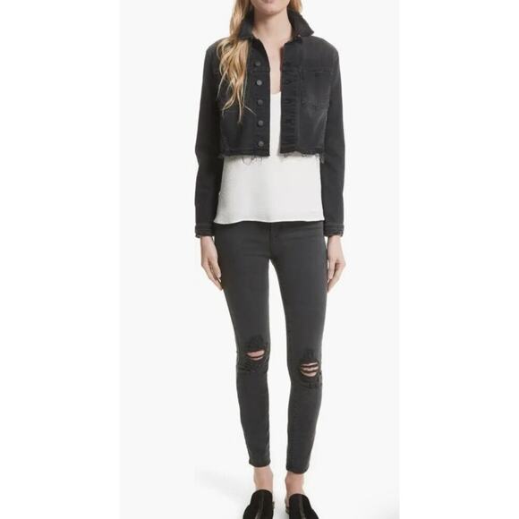 L'agence Margot Ripped High Waist Skinny Jeans Coal Destruct 25 - Picture 1 of 12